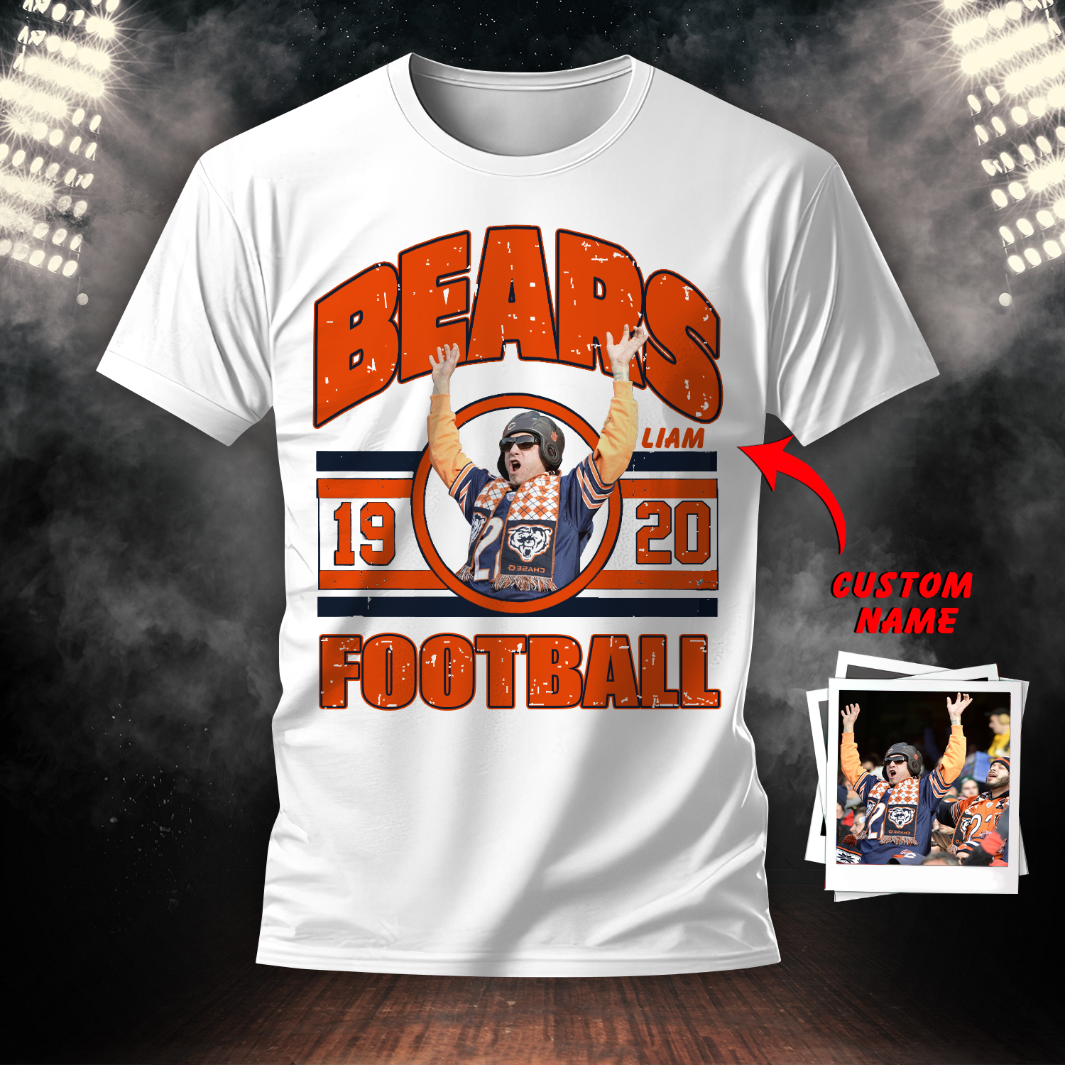 Chicago Bears American Football Custom Name And Custom Photo For Fan Shirt