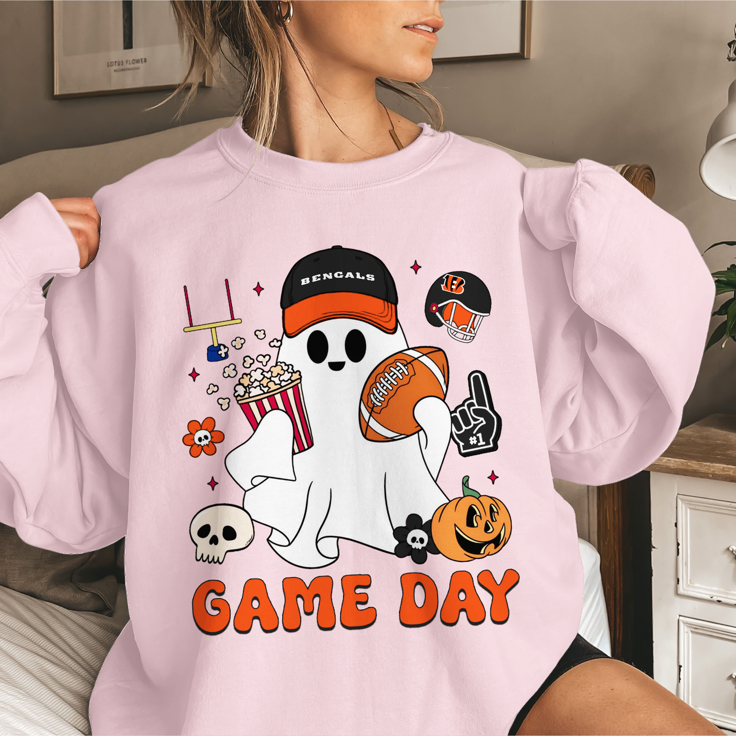 CIN Game Day Football Ghost Sweatshirt DDT NTL