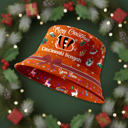 CIN Premium NFL Merry Christmas Bucket Hat DDT CTND
