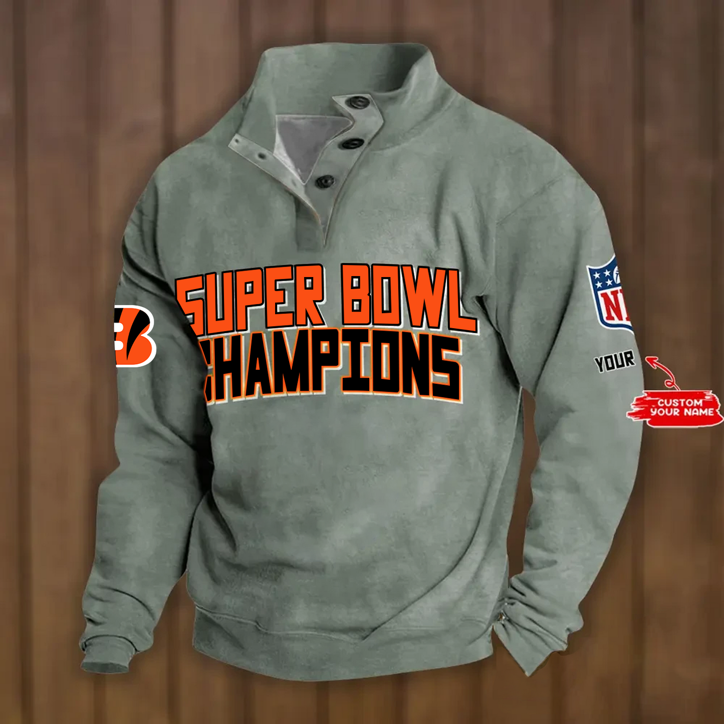 CIN x NFL Double Breasted Stand Collar Hoodies DATND TANTD