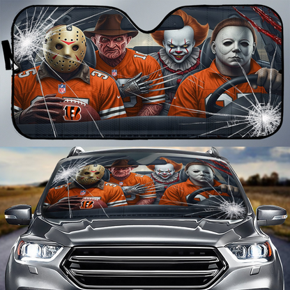 CIN x NFL Horror Car Sunshade For Fan DDT CTND