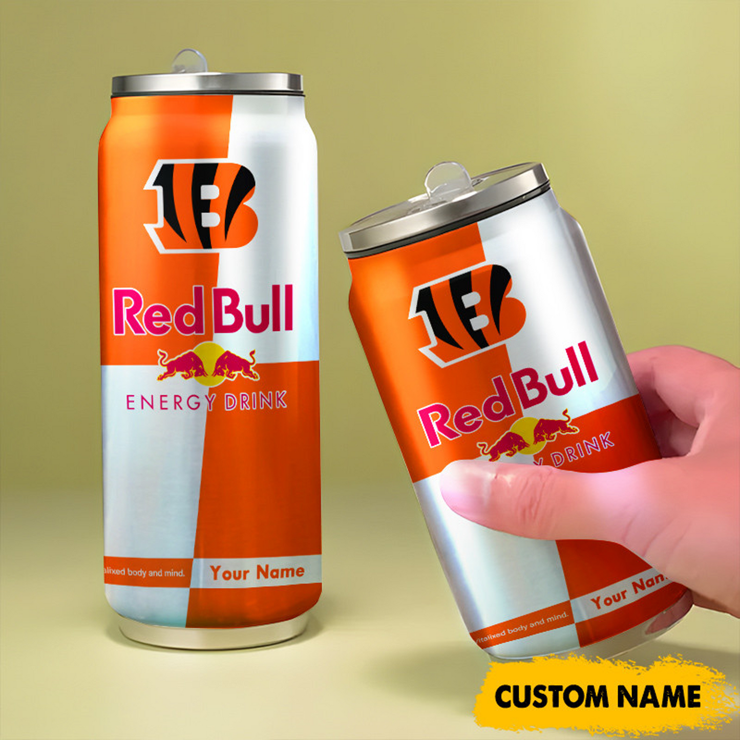 CIN x NFL Mix RedB Drink Can Tumbler Custom Any Name DATND TANTD