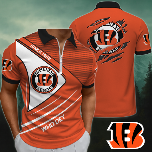 CIN x NFL Premium 3D Zip Polo DDT NTL