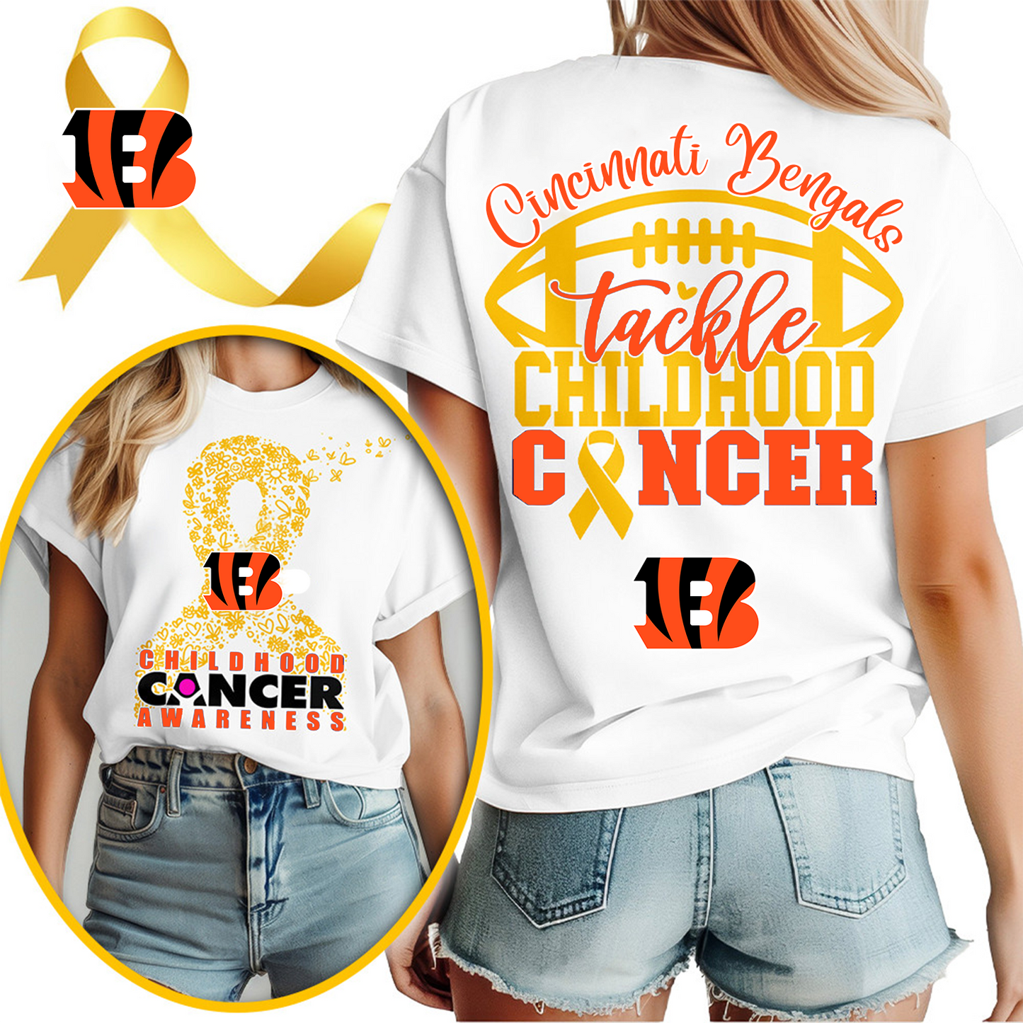 CIN X NFL Premium Childhood Cancer Awareness Month 3D Shirt DatND ThuongNH