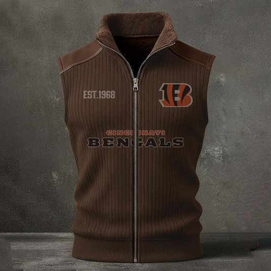 CIN X NFL Retro Knit Ribbed Sleeveless Vest Jacket V1 NAK NHT