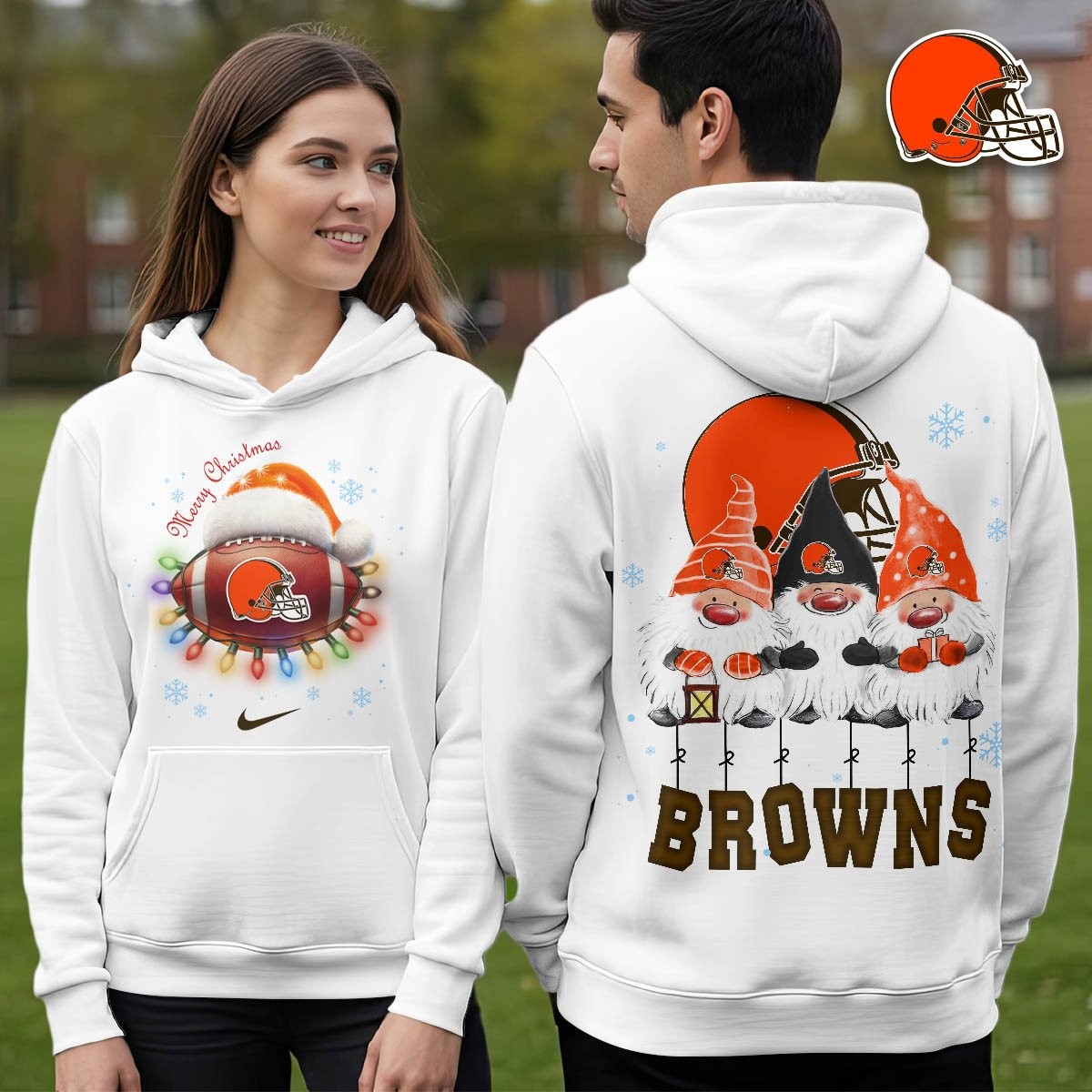 CLE Premium NFL Christmas Gnomes Hoodie DDT CTND
