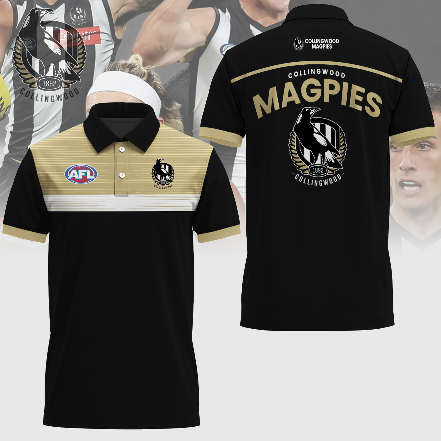 Collingwood Football Club AFL Limited Edition Polo Shirt TM - Super Savings When Buying Combo V1