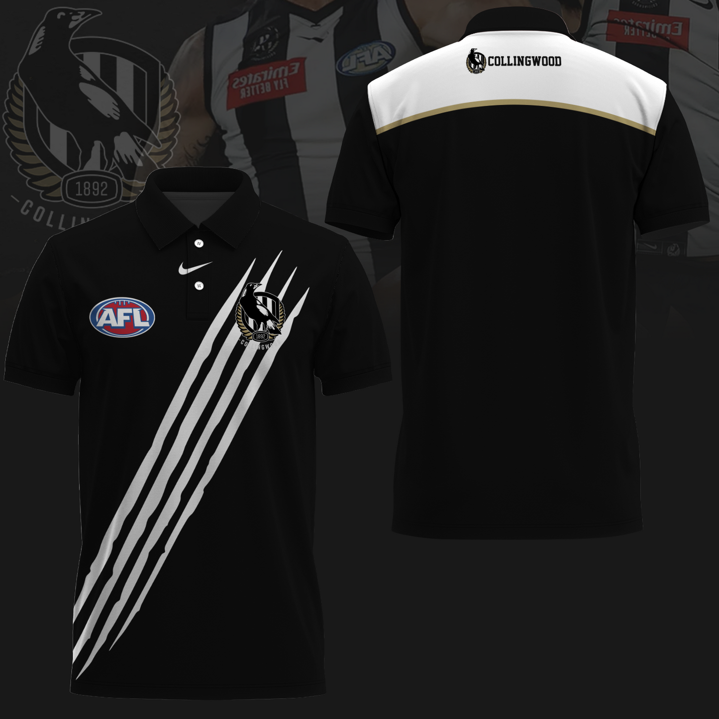 Collingwood Football Club AFL Magpies Forever Limited Edition Polo Shirt TM - Super Savings When Buying Combo V2
