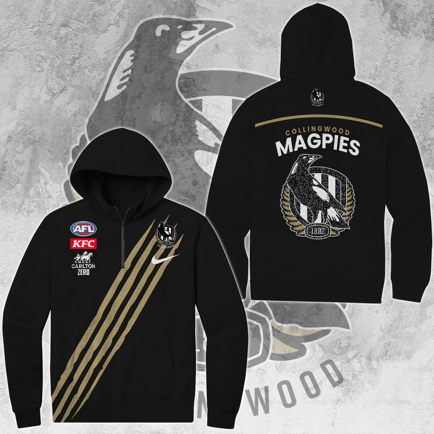 Collingwood Football Club AFL Magpies Limited Edition Quarter Zip Hoodie TM V1