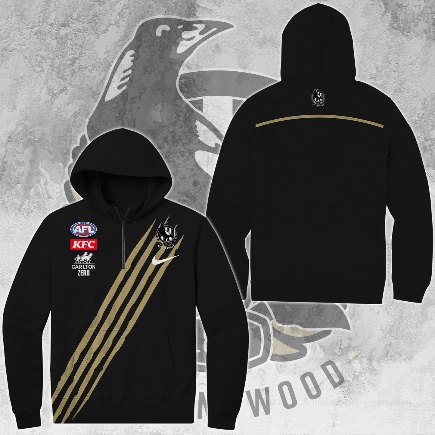 Collingwood Football Club AFL Magpies Limited Edition Quarter Zip Hoodie TM V2