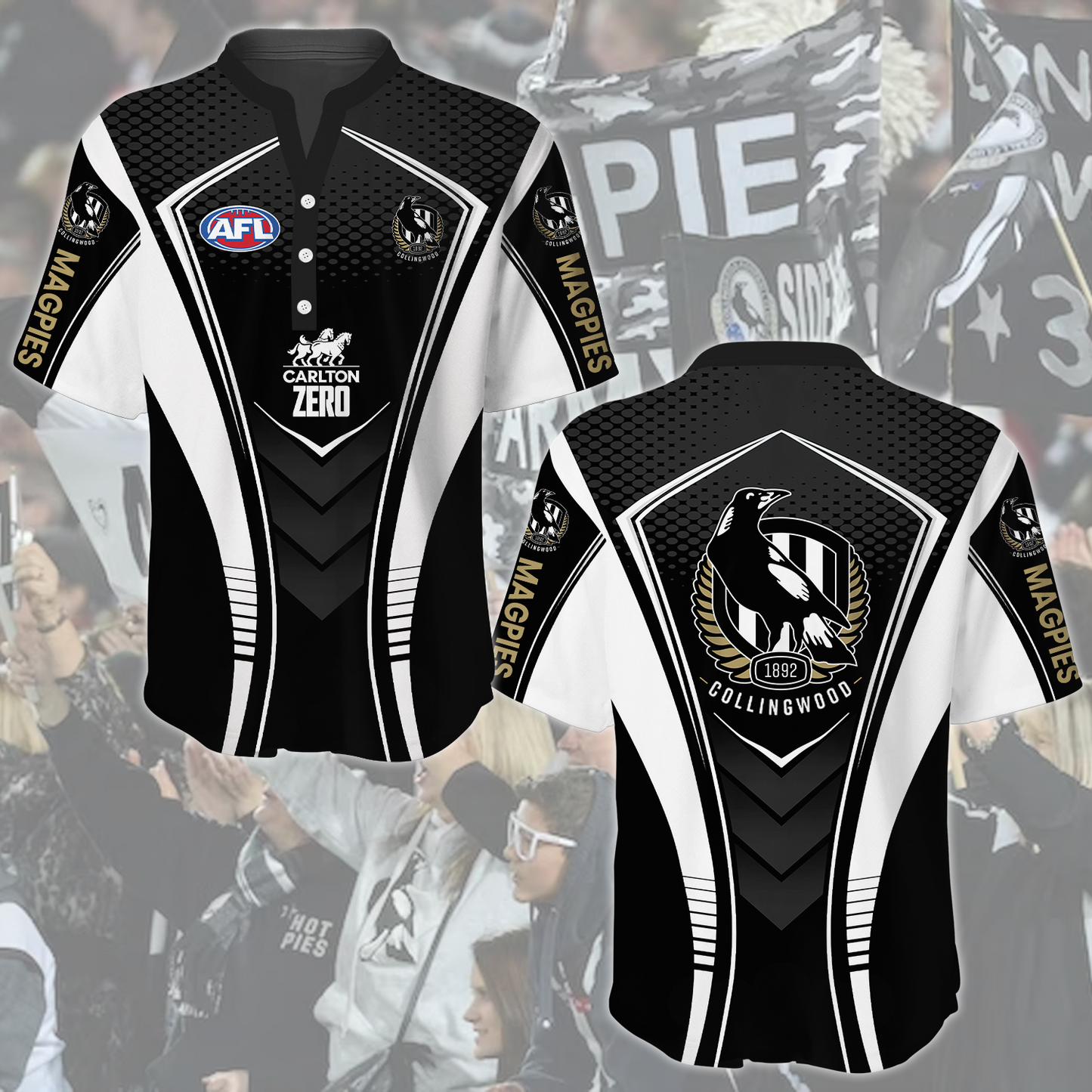 Collingwood Magpies AFL 2025 Limited Edition Henley Shirt TM NTA V1