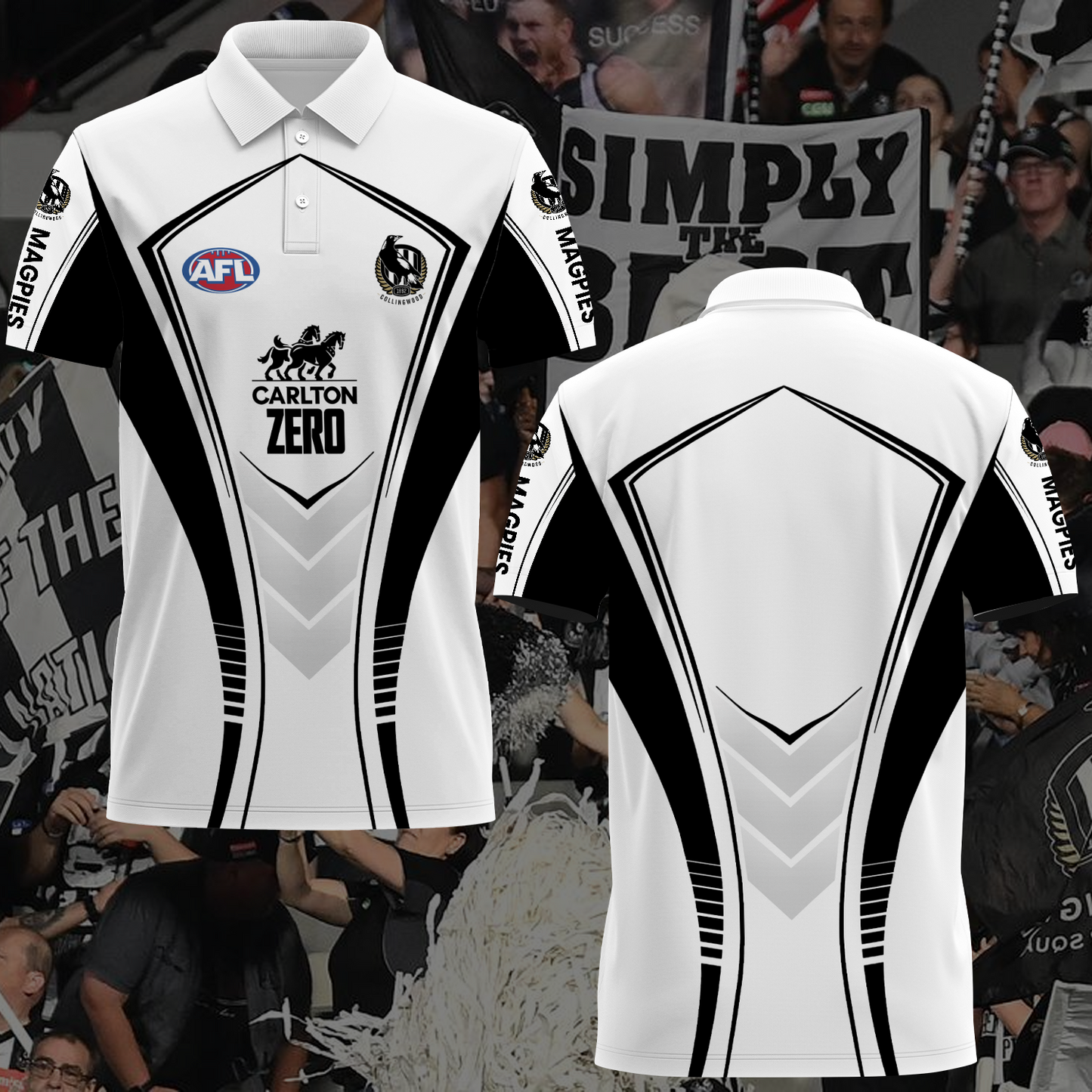 Collingwood Magpies AFL 2025 Polo Shirt TM NTA V2