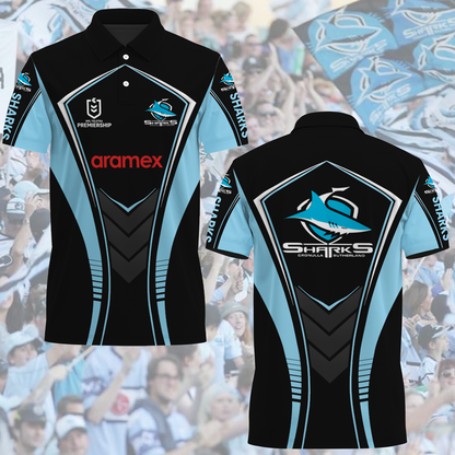 Cronulla Sharks 1 NRL 2025 Polo Shirt TM NTA V1