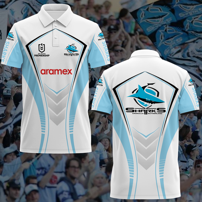Cronulla Sharks 3 NRL 2025 Polo Shirt TM NTA V1