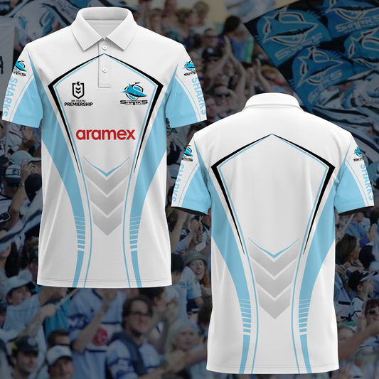 Cronulla Sharks 4 NRL 2025 Polo Shirt TM NTA V1