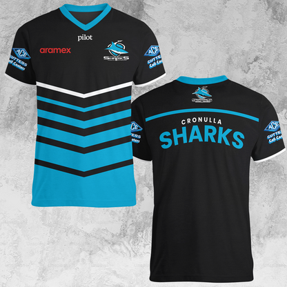 Cronulla Sharks NRL 2025 Limited Edition V-neck T-Shirt TM NTA V2