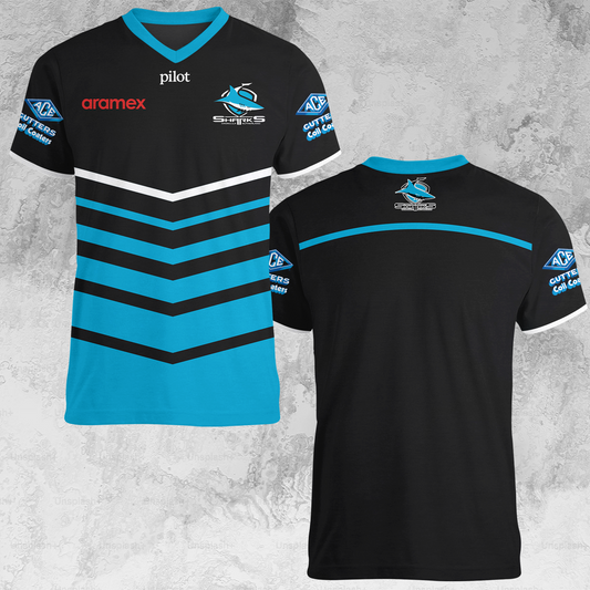 Cronulla Sharks NRL 2025 Limited Edition V-neck T-Shirt TM NTA V3
