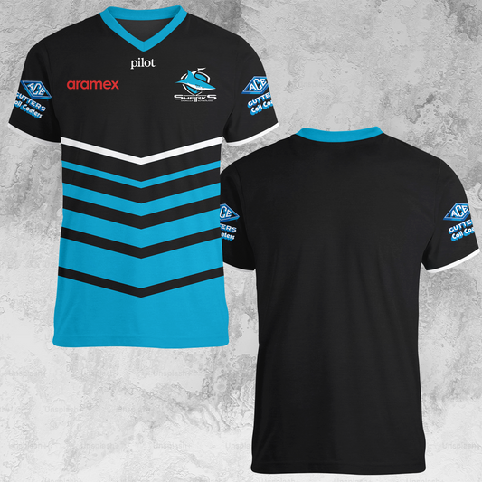 Cronulla Sharks NRL 2025 Limited Edition V-neck T-Shirt TM NTA V4