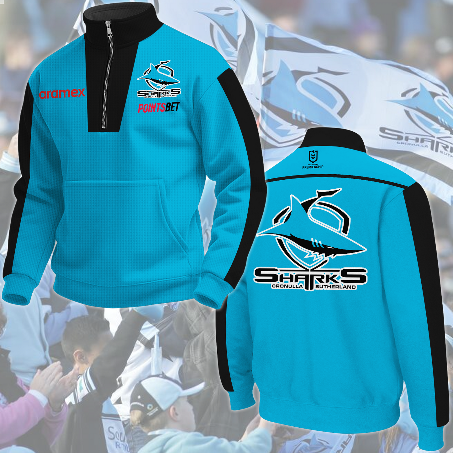 Cronulla Sharks NRL 2025 New Hoodie TM NTA V2