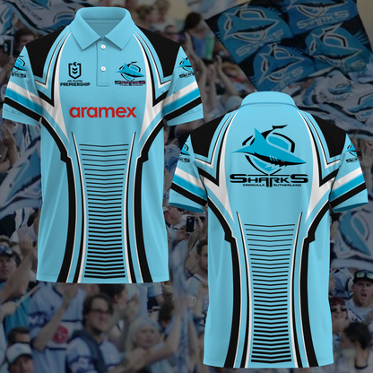 Cronulla Sharks NRL 2025 Polo Shirt TM NTA V1