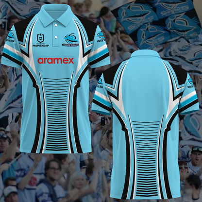 Cronulla Sharks NRL 2025 Polo Shirt TM NTA V2