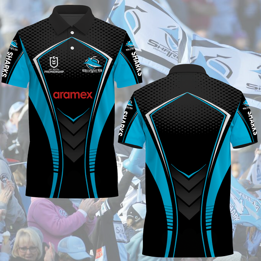 Cronulla Sharks NRL 2025 Polo Shirt TM NTA V2