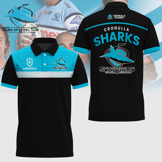 Cronulla-Sutherland Sharks NRL Limited Edition Polo Shirt TM - Super Savings When Buying Combo V1