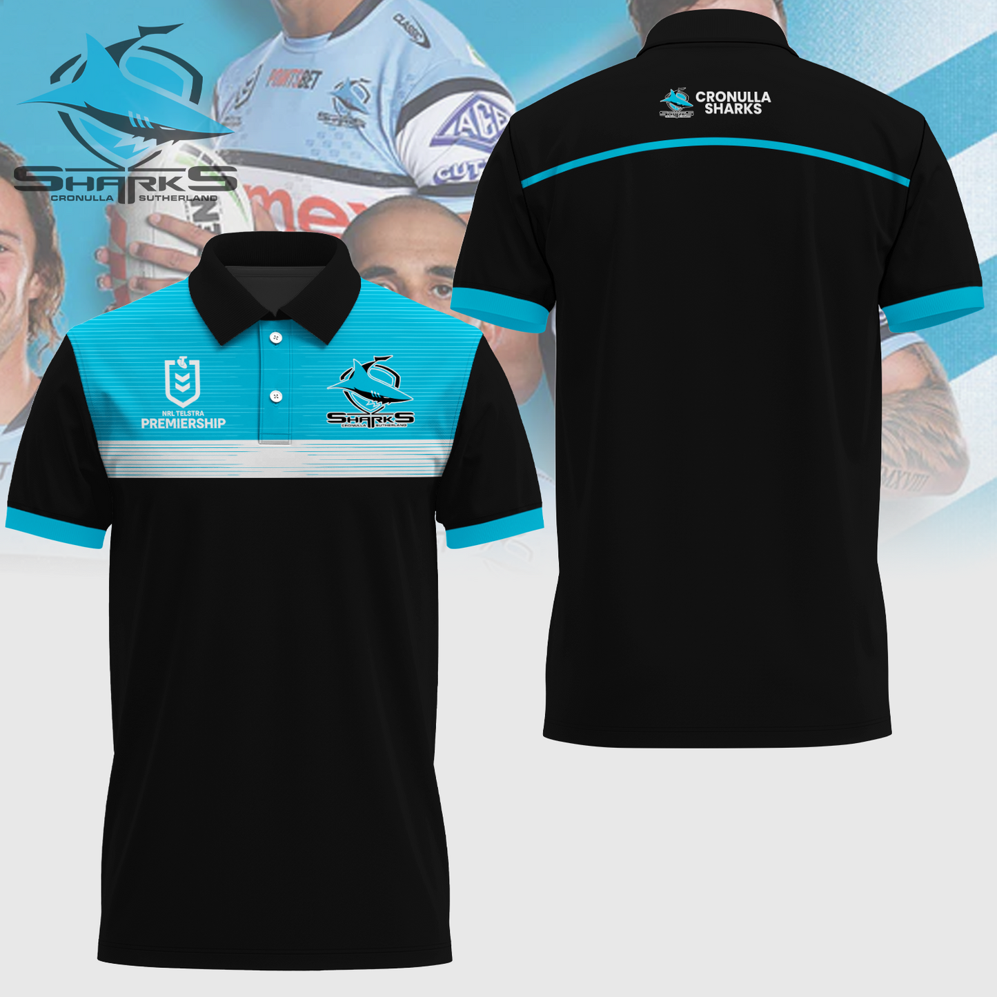 Cronulla-Sutherland Sharks NRL Limited Edition Polo Shirt TM - Super Savings When Buying Combo V2