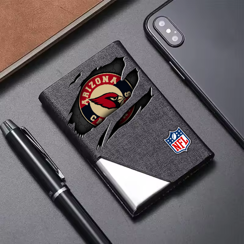Custom Name Arizona Cardinals Card Holder PU Leather Name Card Holder Card Case Stainless Steel Credit Cards Pocket V1