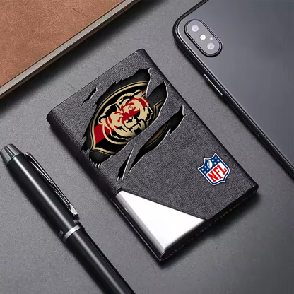 Custom Name Chicago Bears Card Holder PU Leather Name Card Holder Card Case Stainless Steel Credit Cards Pocket V1