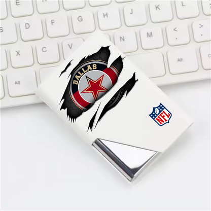 Custom Name Dallas Cowboys Card Holder PU Leather Name Card Holder Card Case Stainless Steel Credit Cards Pocket V1
