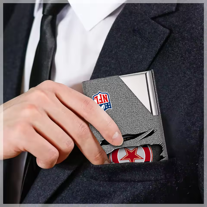 Custom Name Dallas Cowboys Card Holder PU Leather Name Card Holder Card Case Stainless Steel Credit Cards Pocket V1