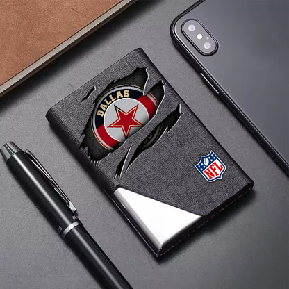 Custom Name Dallas Cowboys Card Holder PU Leather Name Card Holder Card Case Stainless Steel Credit Cards Pocket V1