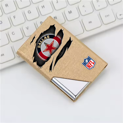 Custom Name Dallas Cowboys Card Holder PU Leather Name Card Holder Card Case Stainless Steel Credit Cards Pocket V1
