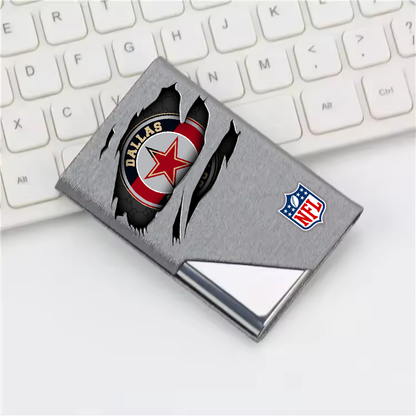 Custom Name Dallas Cowboys Card Holder PU Leather Name Card Holder Card Case Stainless Steel Credit Cards Pocket V1