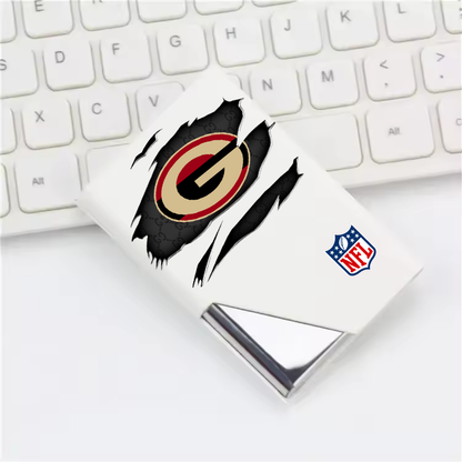 Custom Name Green Bay Packers Card Holder PU Leather Name Card Holder Card Case Stainless Steel Credit Cards Pocket V1