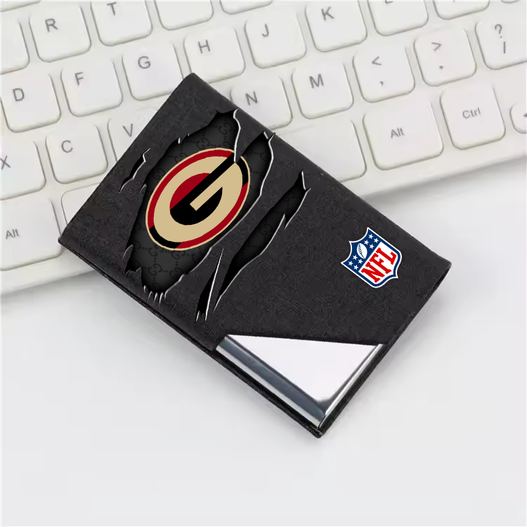 Custom Name Green Bay Packers Card Holder PU Leather Name Card Holder Card Case Stainless Steel Credit Cards Pocket V1
