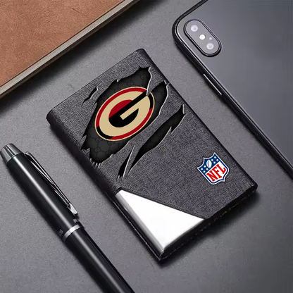 Custom Name Green Bay Packers Card Holder PU Leather Name Card Holder Card Case Stainless Steel Credit Cards Pocket V1