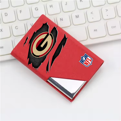 Custom Name Green Bay Packers Card Holder PU Leather Name Card Holder Card Case Stainless Steel Credit Cards Pocket V1