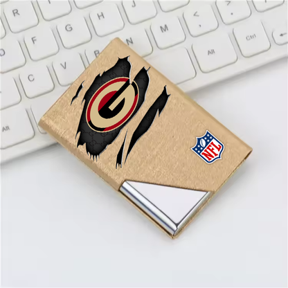 Custom Name Green Bay Packers Card Holder PU Leather Name Card Holder Card Case Stainless Steel Credit Cards Pocket V1