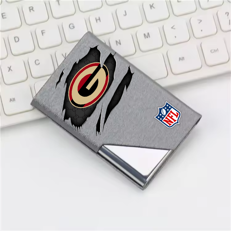 Custom Name Green Bay Packers Card Holder PU Leather Name Card Holder Card Case Stainless Steel Credit Cards Pocket V1