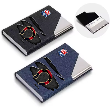 Custom Name Indianapolis Colts Card Holder PU Leather Name Card Holder Card Case Stainless Steel Credit Cards Pocket V1