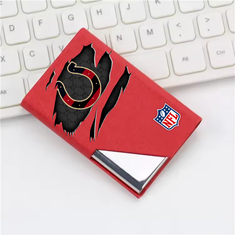 Custom Name Indianapolis Colts Card Holder PU Leather Name Card Holder Card Case Stainless Steel Credit Cards Pocket V1
