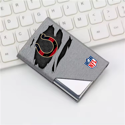 Custom Name Indianapolis Colts Card Holder PU Leather Name Card Holder Card Case Stainless Steel Credit Cards Pocket V1