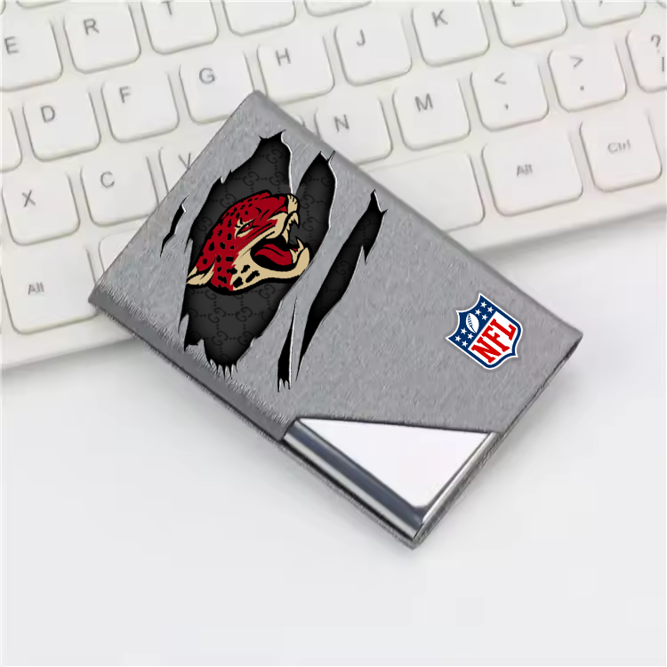 Custom Name Jacksonville Jaguars Card Holder PU Leather Name Card Holder Card Case Stainless Steel Credit Cards Pocket V1