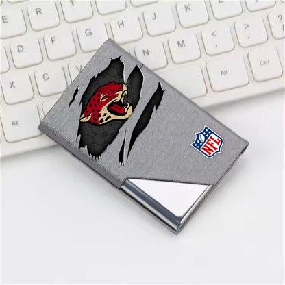 Custom Name Jacksonville Jaguars Card Holder PU Leather Name Card Holder Card Case Stainless Steel Credit Cards Pocket V1