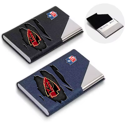 Custom Name Kansas City Chiefs Card Holder PU Leather Name Card Holder Card Case Stainless Steel Credit Cards Pocket V1