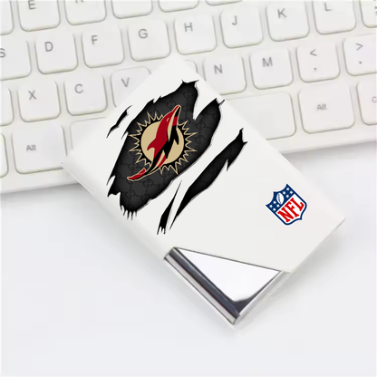 Custom Name Miami Dolphins Card Holder PU Leather Name Card Holder Card Case Stainless Steel Credit Cards Pocket V1