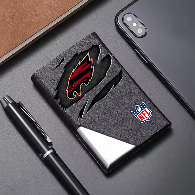 Custom Name Philadelphia Eagles Card Holder PU Leather Name Card Holder Card Case Stainless Steel Credit Cards Pocket V1