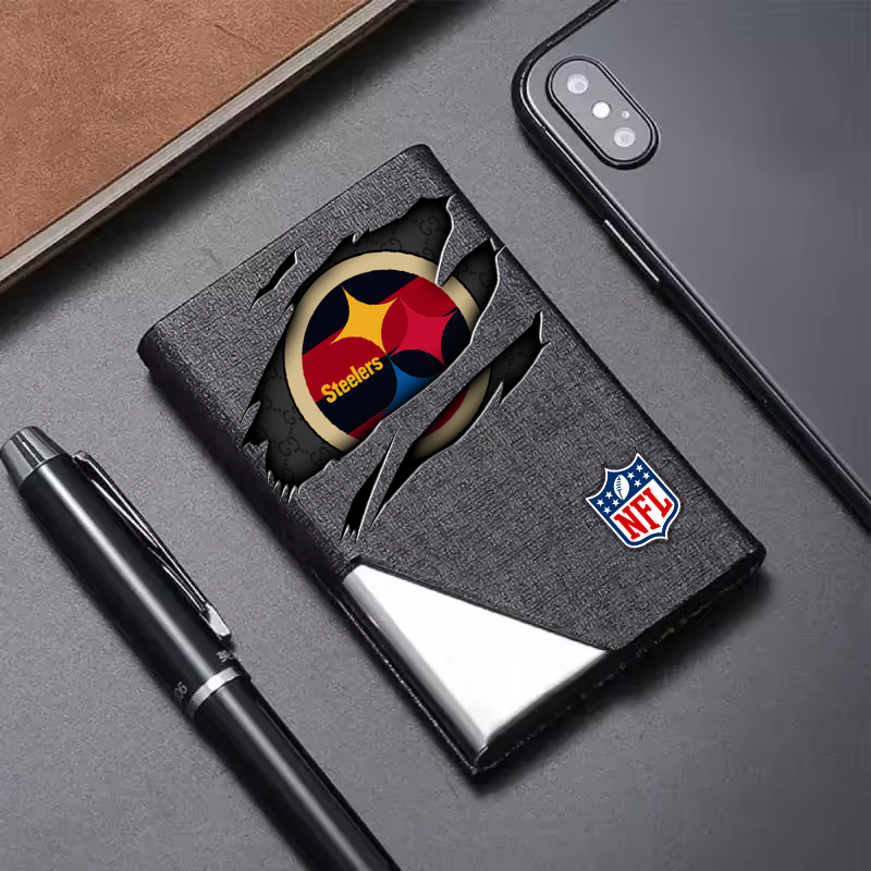 Custom Name Pittsburgh Steelers Card Holder PU Leather Name Card Holder Card Case Stainless Steel Credit Cards Pocket V1